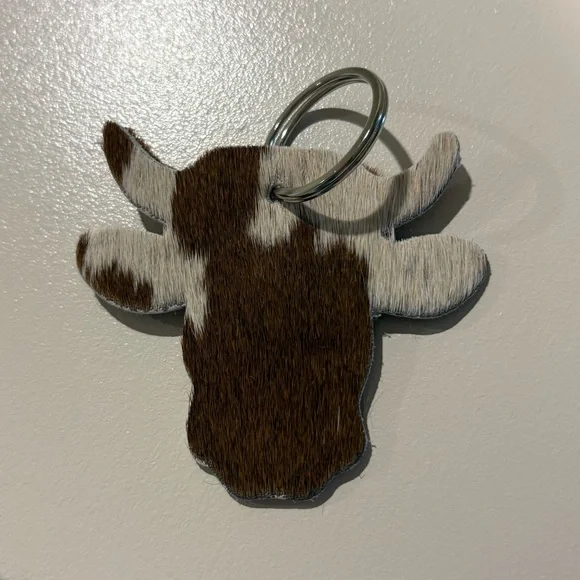 Genuine Leather Hair On Hyde Cow Keychain - Picture 3 of 3